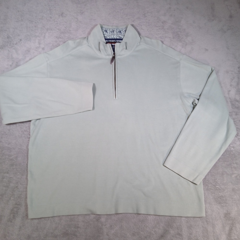 Reyn Spooner Sweater Mens XXL 1/4 Zip Pullover Green Solid Regular Cotton Casual